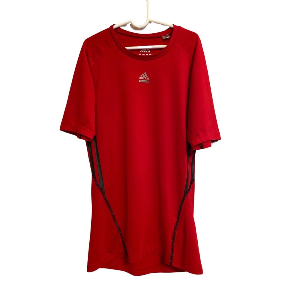 Adidas Techfit Climalite Shirt Size L Red Black Workout Sports